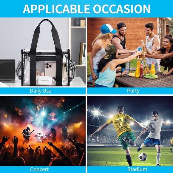 Durable Clear Bag with Inner & Outer Zipper for Concerts & Sports - Medium - Picture 7 of 7